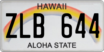 HI license plate ZLB644