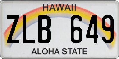 HI license plate ZLB649