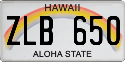 HI license plate ZLB650