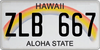 HI license plate ZLB667