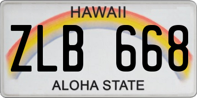 HI license plate ZLB668