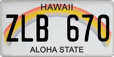 HI license plate ZLB670
