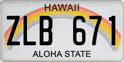 HI license plate ZLB671