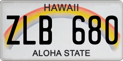 HI license plate ZLB680