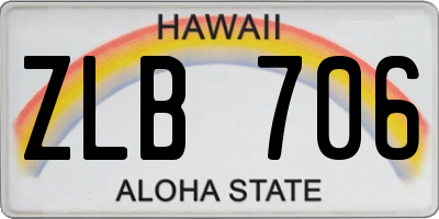 HI license plate ZLB706