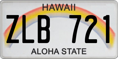 HI license plate ZLB721