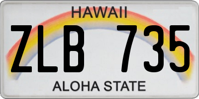 HI license plate ZLB735