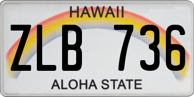 HI license plate ZLB736