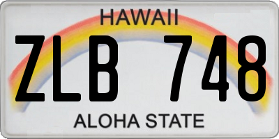 HI license plate ZLB748