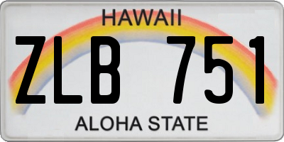 HI license plate ZLB751