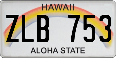 HI license plate ZLB753