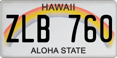 HI license plate ZLB760