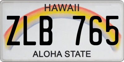 HI license plate ZLB765