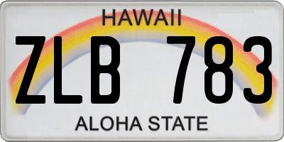 HI license plate ZLB783