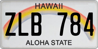 HI license plate ZLB784
