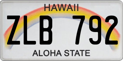 HI license plate ZLB792