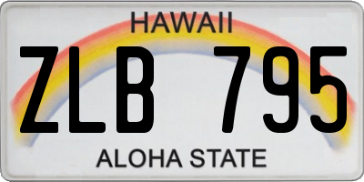HI license plate ZLB795