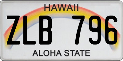 HI license plate ZLB796