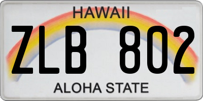 HI license plate ZLB802
