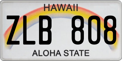 HI license plate ZLB808