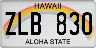 HI license plate ZLB830