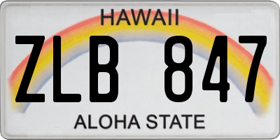 HI license plate ZLB847