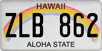 HI license plate ZLB862