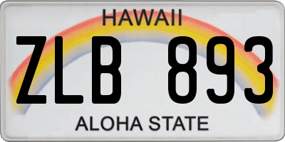 HI license plate ZLB893