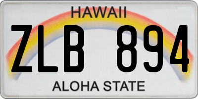 HI license plate ZLB894