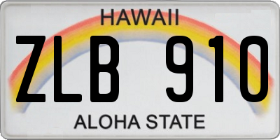 HI license plate ZLB910