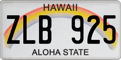 HI license plate ZLB925