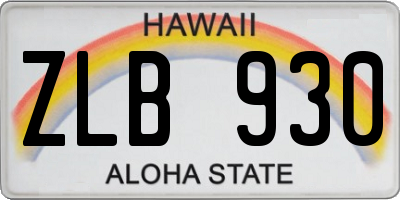 HI license plate ZLB930