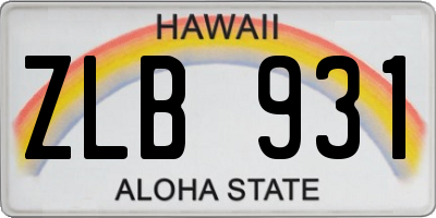 HI license plate ZLB931