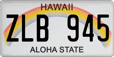 HI license plate ZLB945