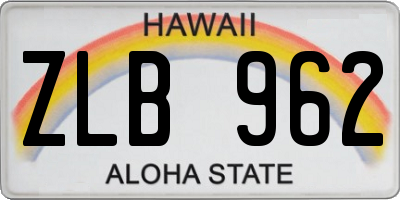 HI license plate ZLB962