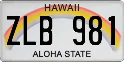 HI license plate ZLB981