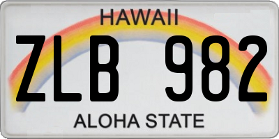HI license plate ZLB982