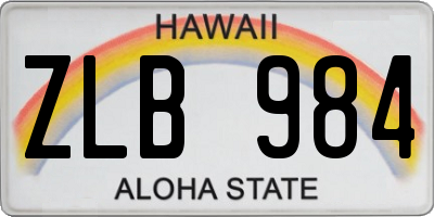 HI license plate ZLB984