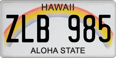 HI license plate ZLB985