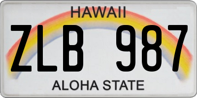 HI license plate ZLB987
