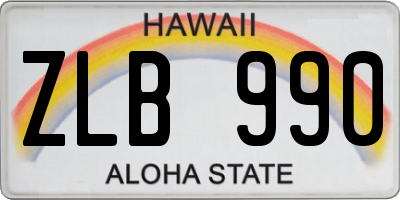 HI license plate ZLB990