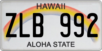 HI license plate ZLB992