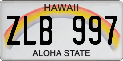 HI license plate ZLB997