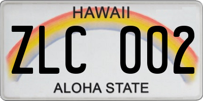 HI license plate ZLC002