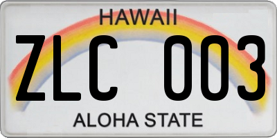 HI license plate ZLC003