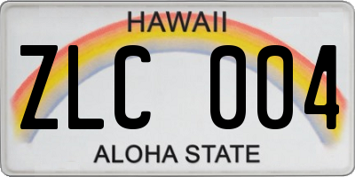 HI license plate ZLC004