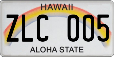 HI license plate ZLC005