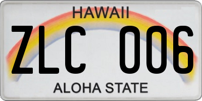 HI license plate ZLC006