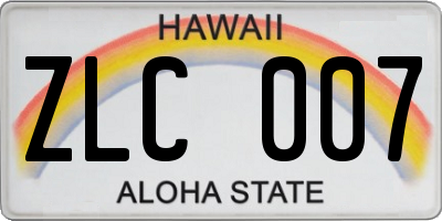 HI license plate ZLC007