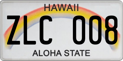 HI license plate ZLC008